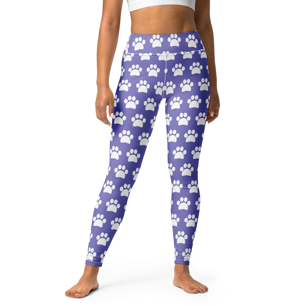 Women's Purple Paw Print Buttery Soft Yoga Leggings - Quick Drying, High Waisted Comfort