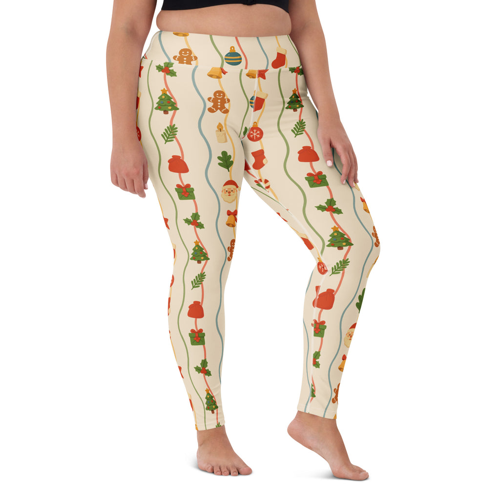 Women's Wavy Christmas Buttery Soft Yoga Leggings - Quick Drying, High Waisted Comfort