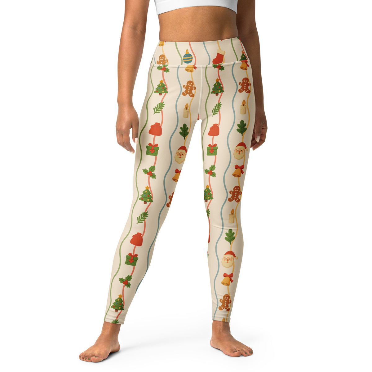 Women's Wavy Christmas Buttery Soft Yoga Leggings - Quick Drying, High Waisted Comfort
