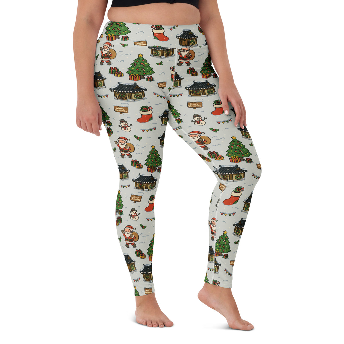 Women's Christmas Village Buttery Soft Yoga Leggings - Quick Drying, High Waisted Comfort