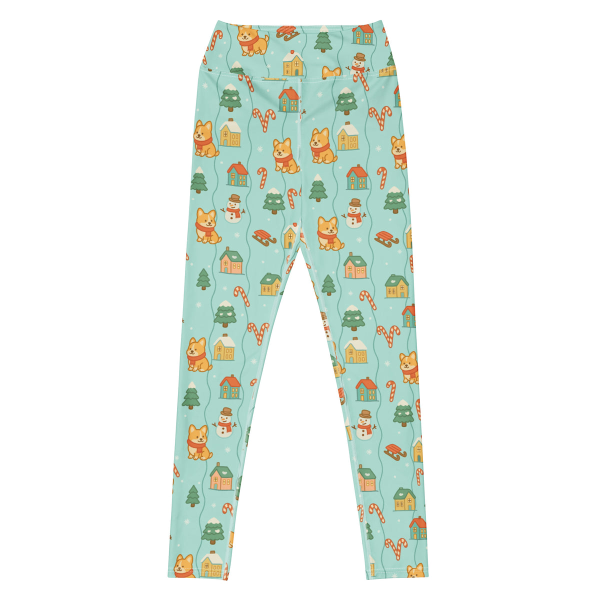 Women's Corgi Christmas Buttery Soft Yoga Leggings - Quick Drying, High Waisted Comfort