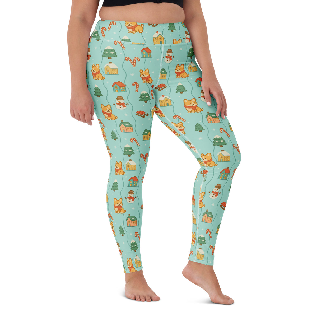 Women's Corgi Christmas Buttery Soft Yoga Leggings - Quick Drying, High Waisted Comfort