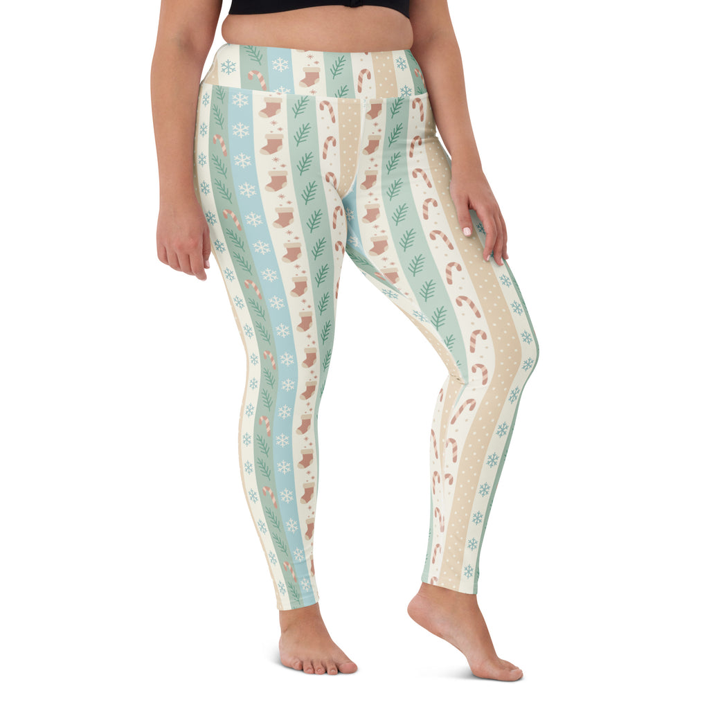 Women's Striped Christmas Buttery Soft Yoga Leggings - Quick Drying, High Waisted Comfort