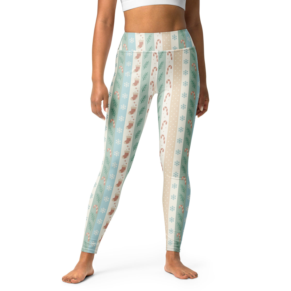 Women's Striped Christmas Buttery Soft Yoga Leggings - Quick Drying, High Waisted Comfort