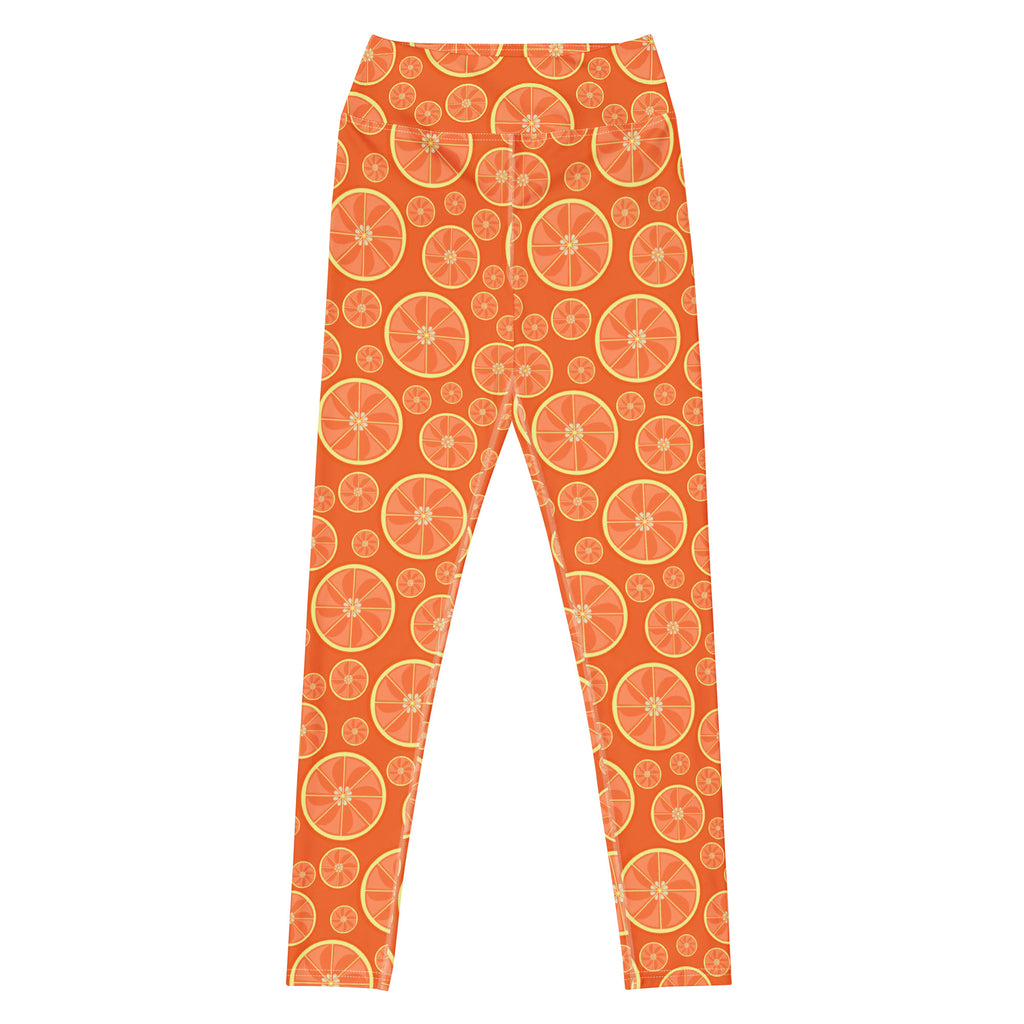Women's Orange Citrus Buttery Soft Yoga Leggings - Quick Drying, High Waisted Comfort