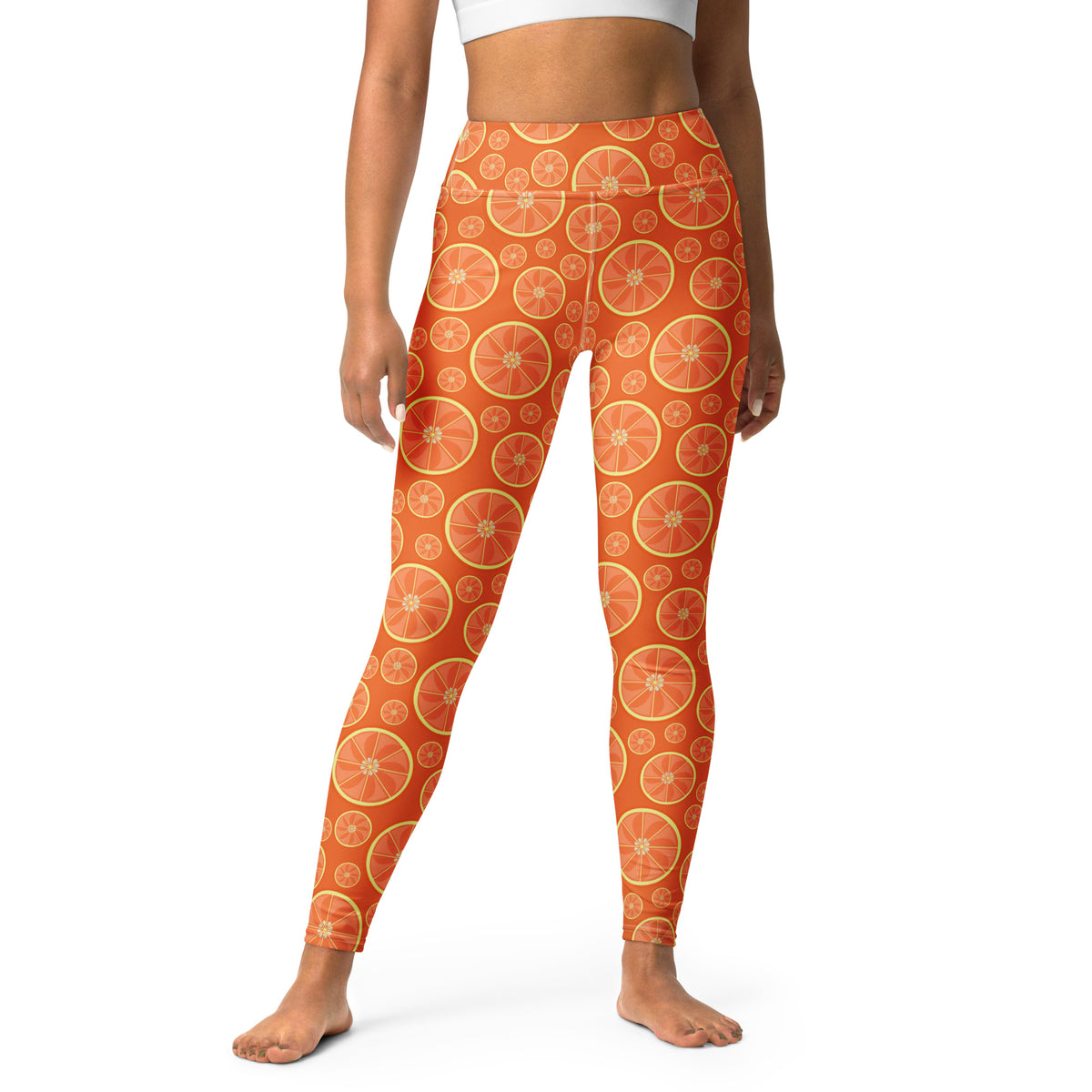 Women's Orange Citrus Buttery Soft Yoga Leggings - Quick Drying, High Waisted Comfort