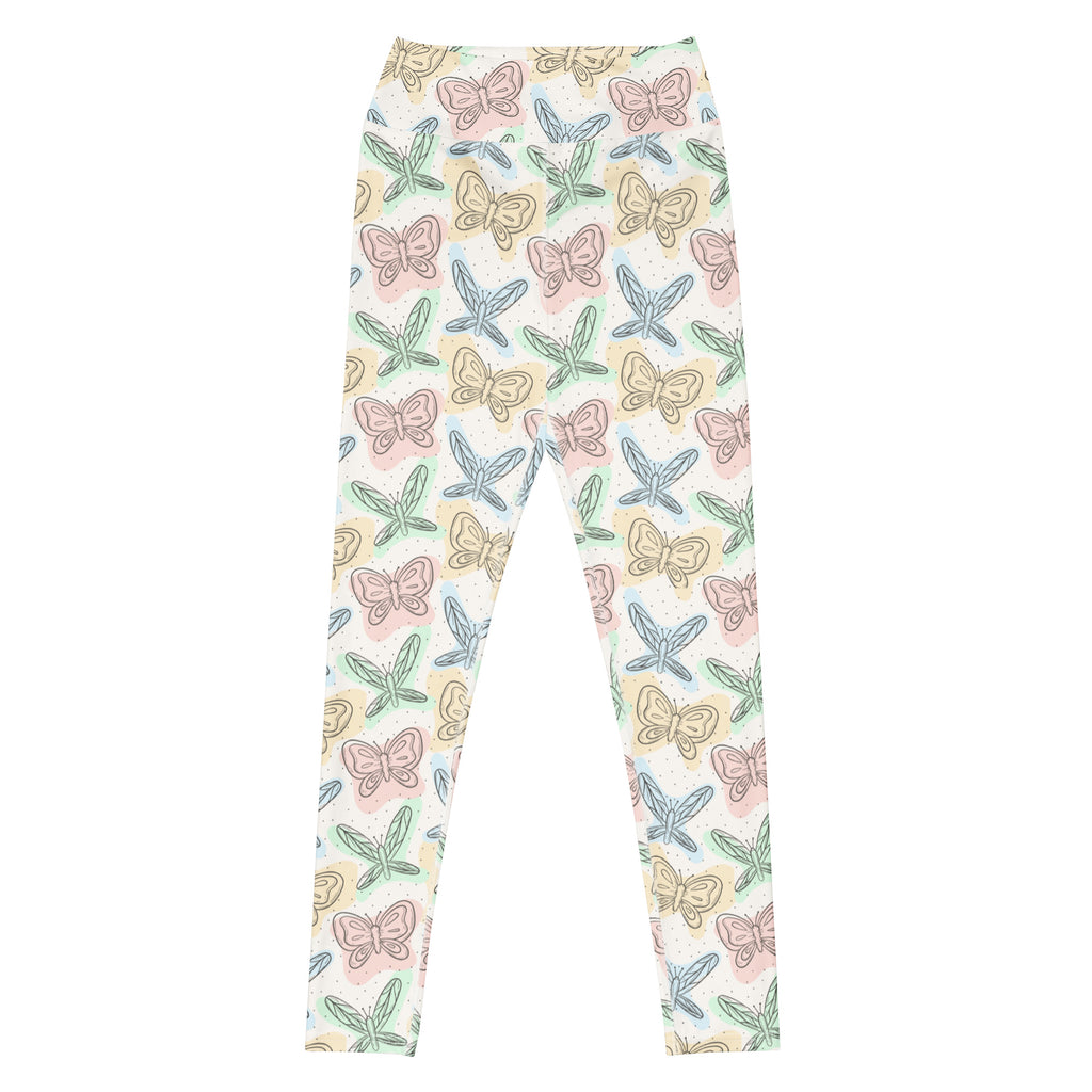 Women's Pastel Butterflies & Dragonflies Buttery Soft Yoga Leggings - Quick Drying, High Waisted Comfort