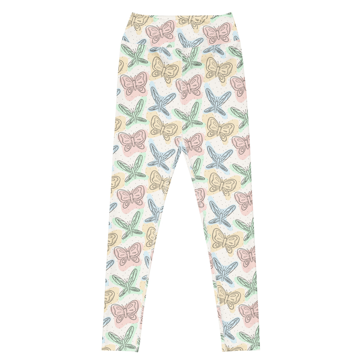 Women's Pastel Butterflies & Dragonflies Buttery Soft Yoga Leggings - Quick Drying, High Waisted Comfort