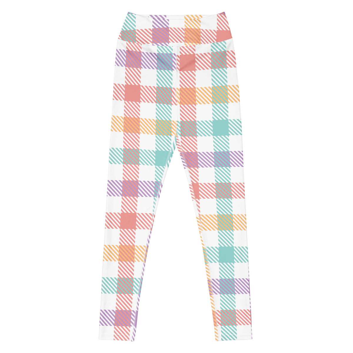 Women's Colorful Pastel Plaid Buttery Soft Yoga Leggings - Quick Drying, High Waisted Comfort