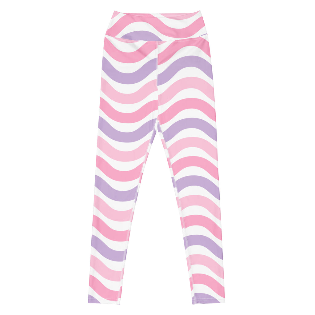 Women's Pink Purple Wavy Stripe Buttery Soft Yoga Leggings - Quick Drying, High Waisted Comfort