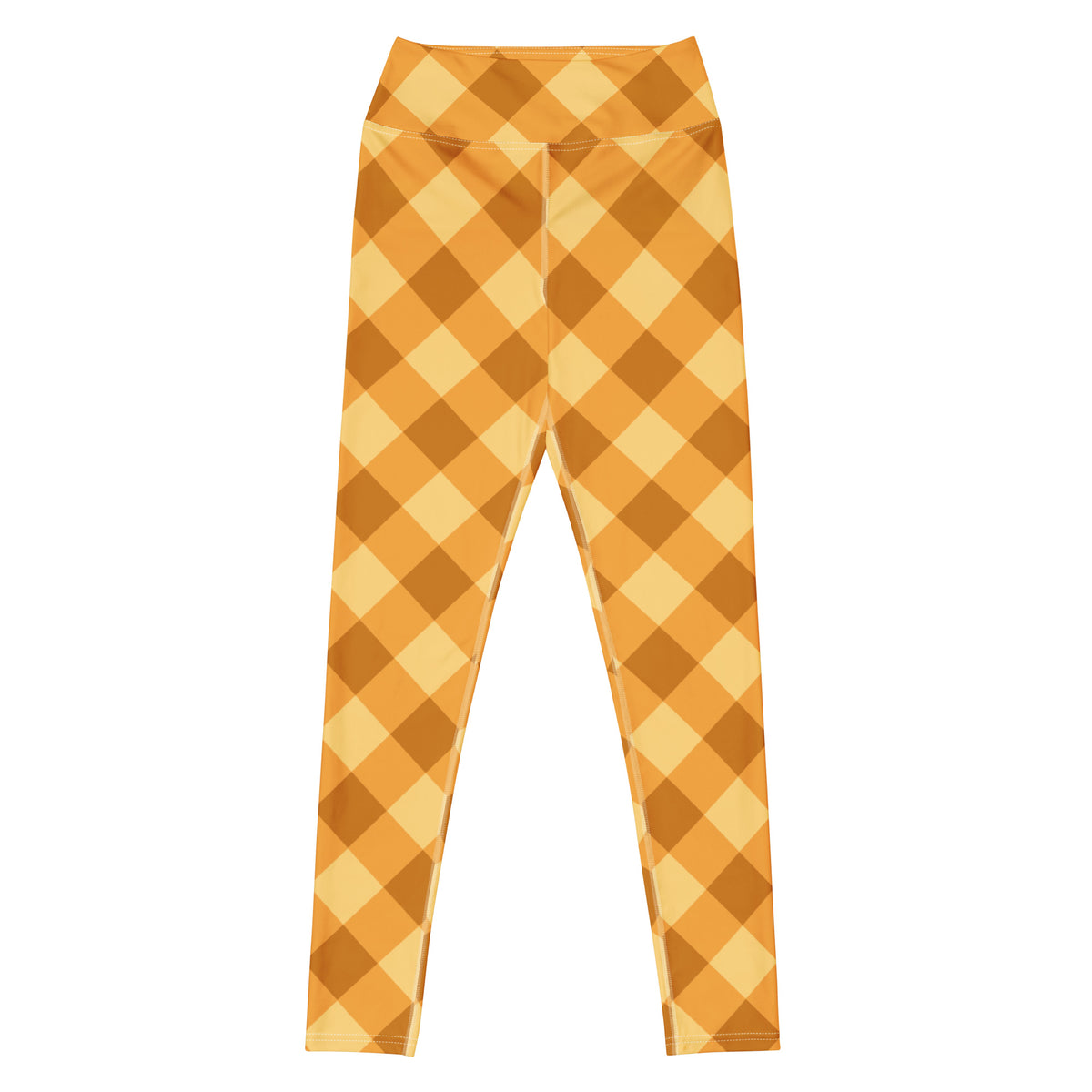Women's Orange Plaid Buttery Soft Yoga Leggings - Quick Drying, High Waisted Comfort