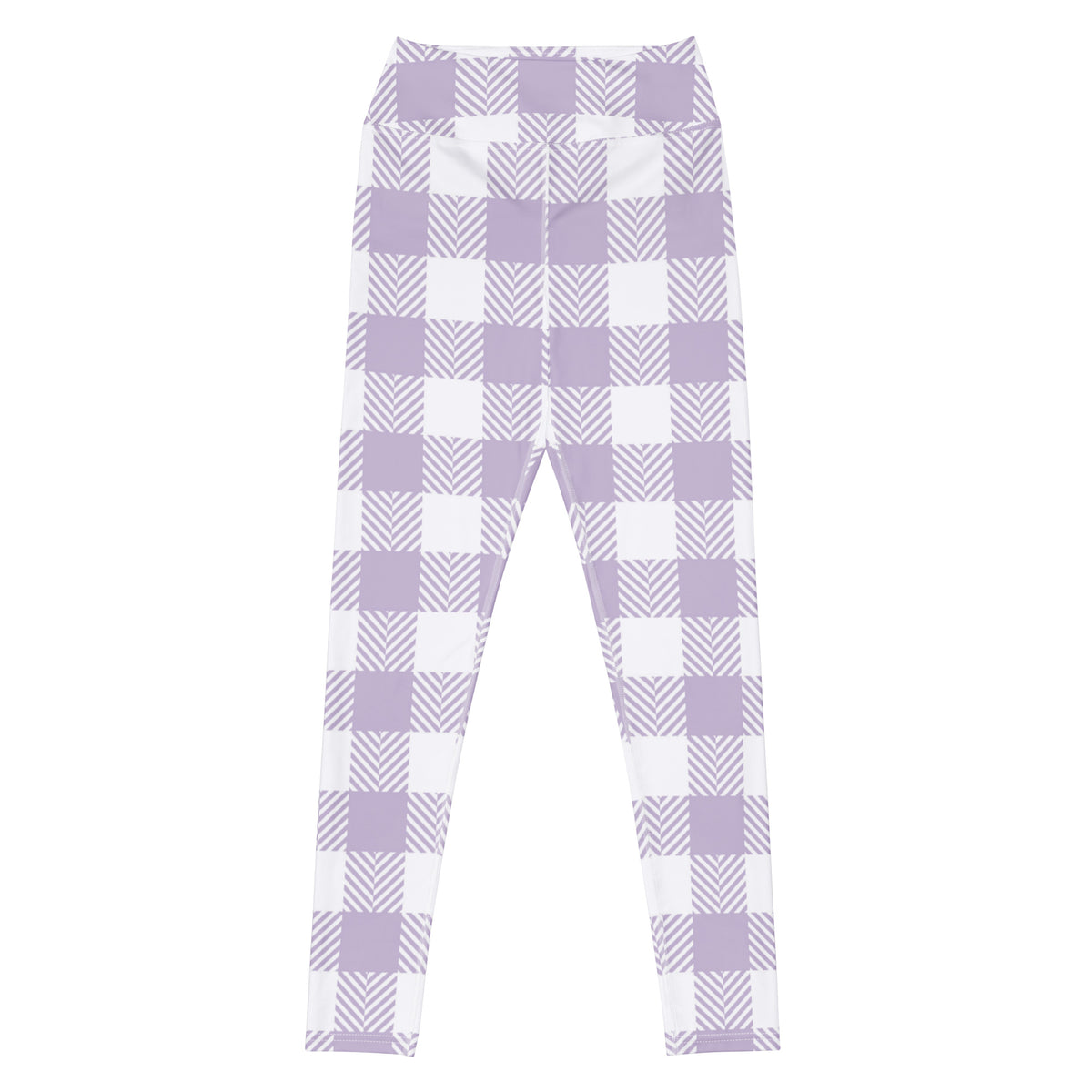 Women's Lavender Purple Plaid Buttery Soft Yoga Leggings - Quick Drying, High Waisted Comfort
