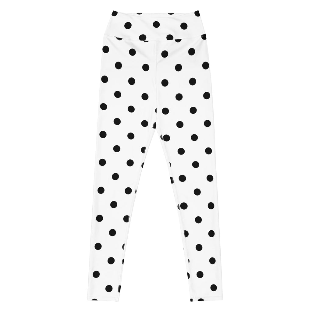 Women's White Polka Dot Buttery Soft Yoga Leggings - Quick Drying, High Waisted Comfort