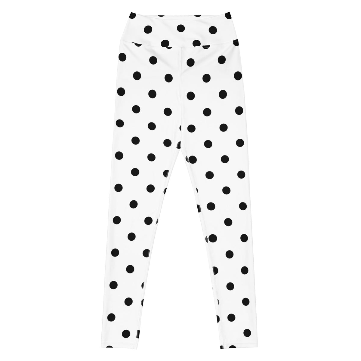 Women's White Polka Dot Buttery Soft Yoga Leggings - Quick Drying, High Waisted Comfort