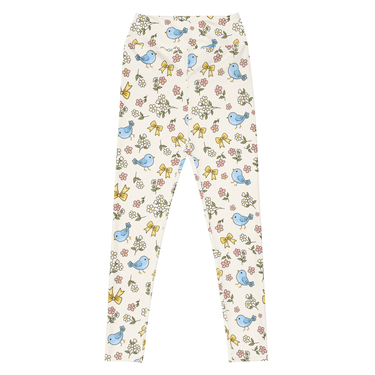 Women's Floral Blue Bird Buttery Soft Yoga Leggings - Quick Drying, High Waisted Comfort