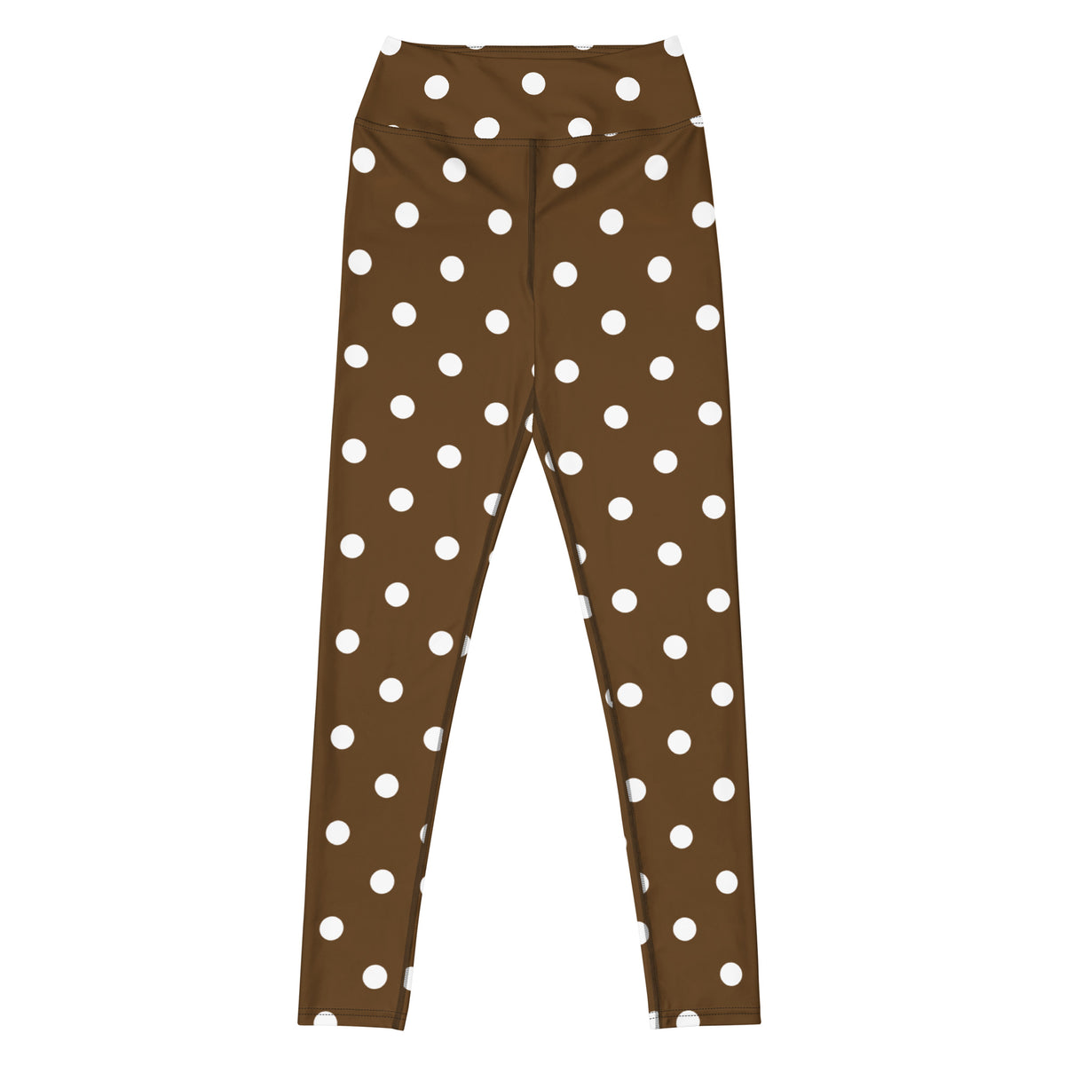 Women's Brown Polka Dot Buttery Soft Yoga Leggings - Quick Drying, High Waisted Comfort