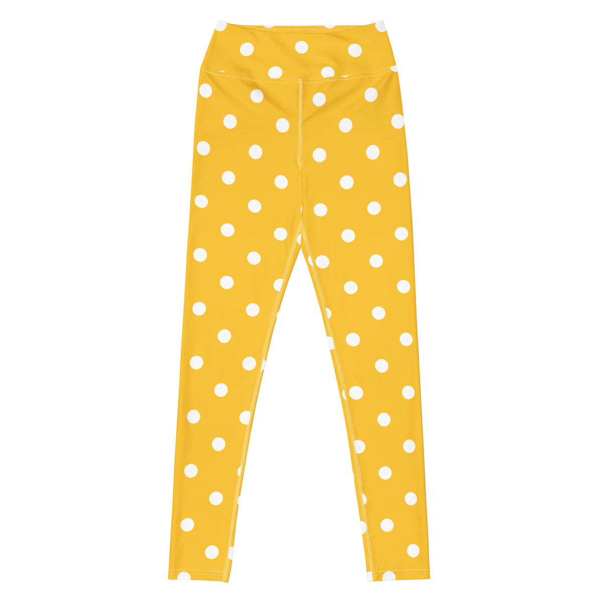 Women's Yellow Polka Dot Buttery Soft Yoga Leggings - Quick Drying, High Waisted Comfort