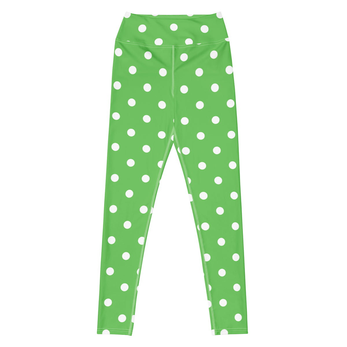 Women's Green Polka Dot Buttery Soft Yoga Leggings - Quick Drying, High Waisted Comfort