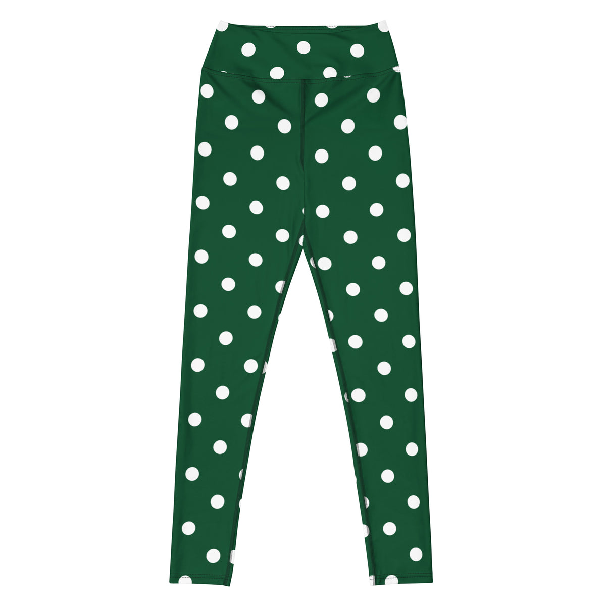 Women's Forest Green Polka Dot Buttery Soft Yoga Leggings - Quick Drying, High Waisted Comfort