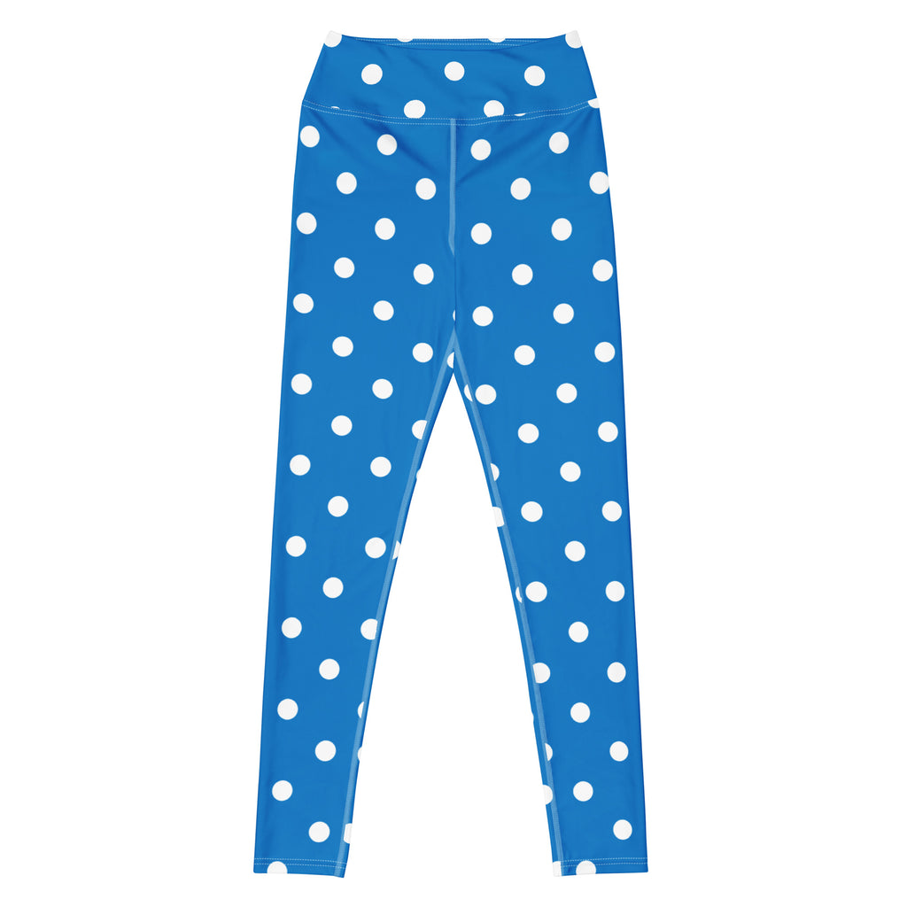 Women's Royal Blue Polka Dot Buttery Soft Yoga Leggings - Quick Drying, High Waisted Comfort
