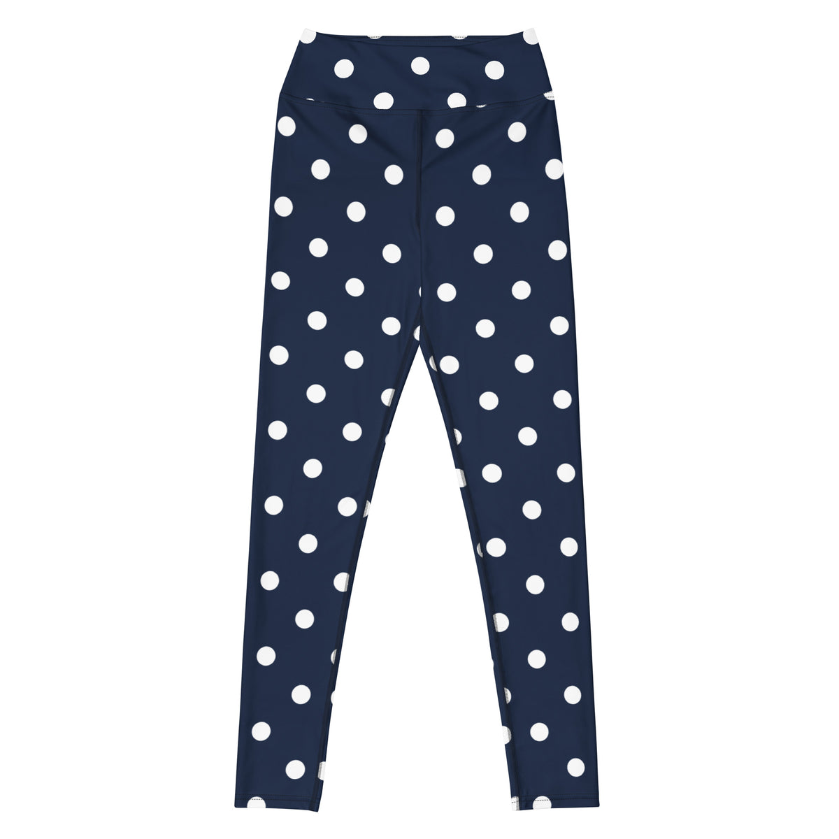 Women's Navy Blue Polka Dot Buttery Soft Yoga Leggings - Quick Drying, High Waisted Comfort