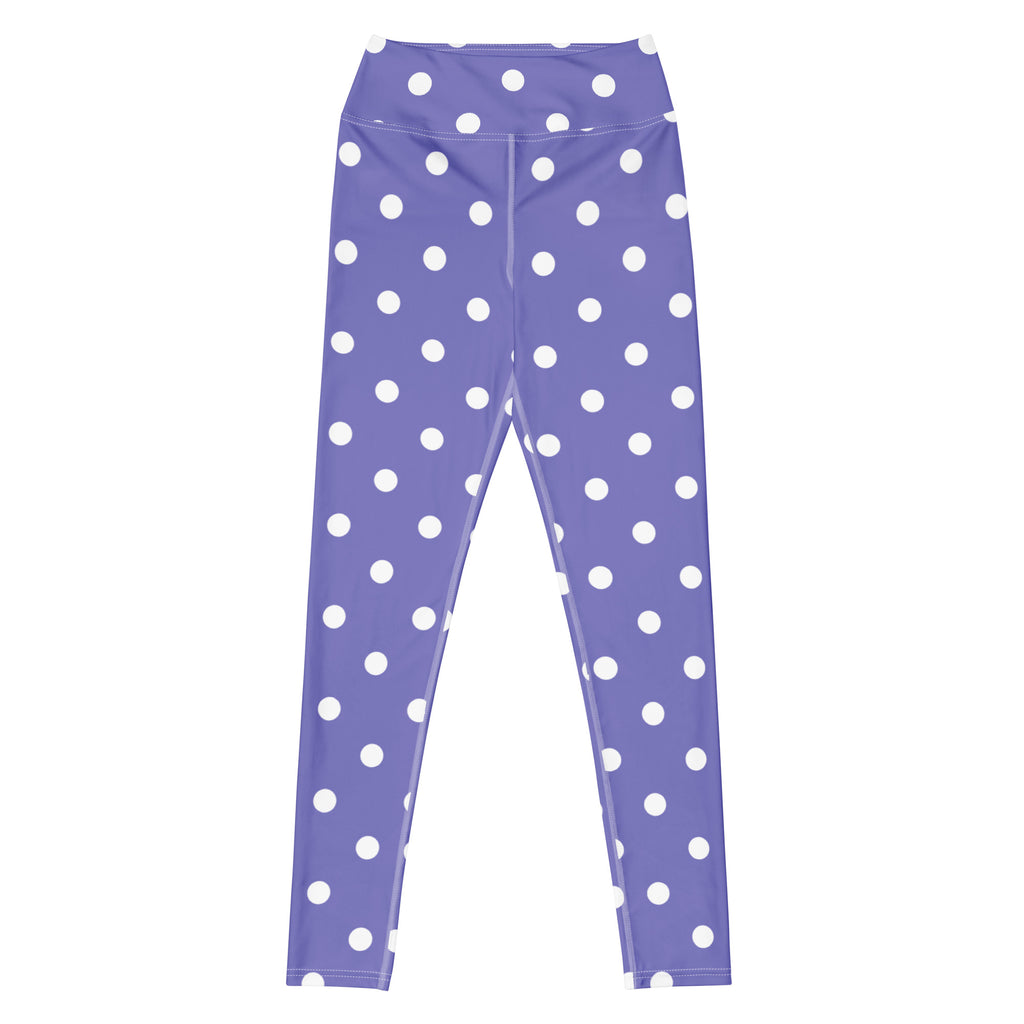 Women's Purple Polka Dot Buttery Soft Yoga Leggings - Quick Drying, High Waisted Comfort