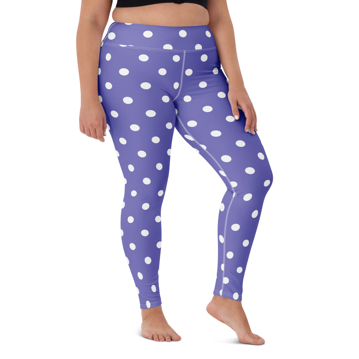 Women's Purple Polka Dot Buttery Soft Yoga Leggings - Quick Drying, High Waisted Comfort