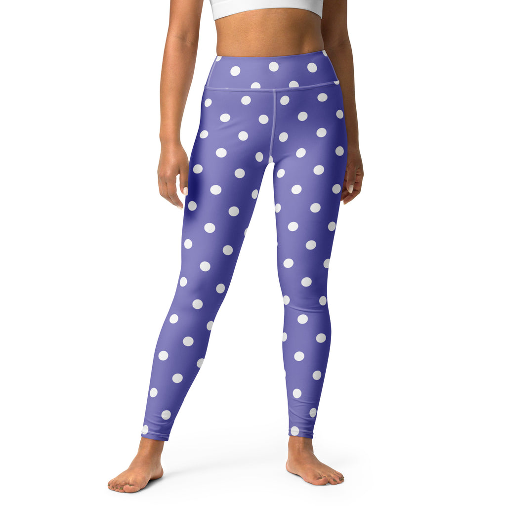 Women's Purple Polka Dot Buttery Soft Yoga Leggings - Quick Drying, High Waisted Comfort