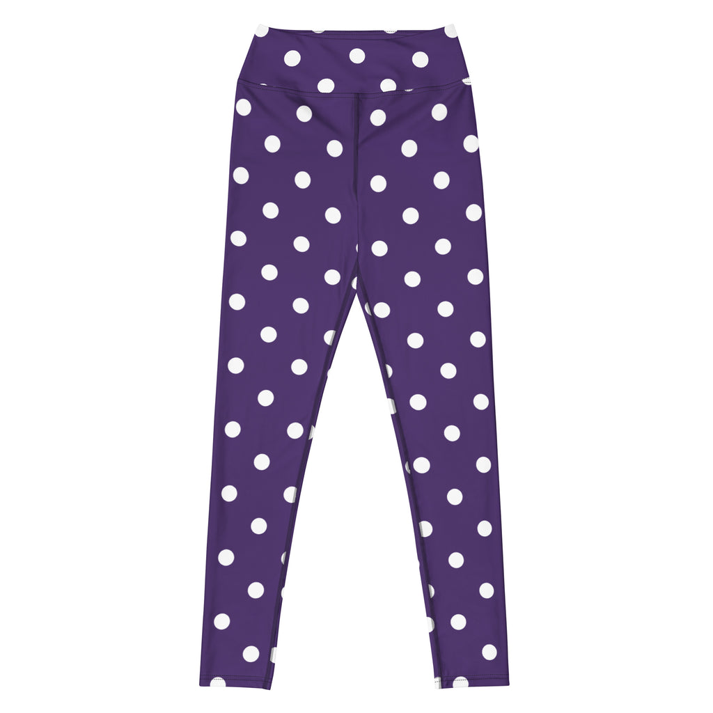 Women's Dark Purple Polka Dot Buttery Soft Yoga Leggings - Quick Drying, High Waisted Comfort