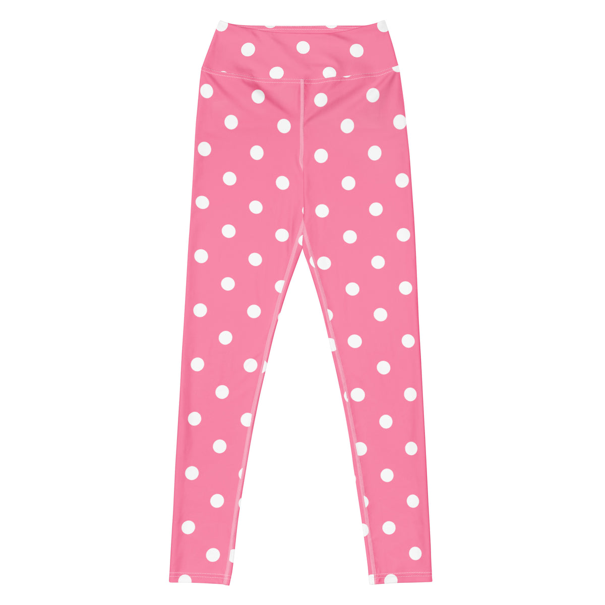 Women's Pink Polka Dot Buttery Soft Yoga Leggings - Quick Drying, High Waisted Comfort