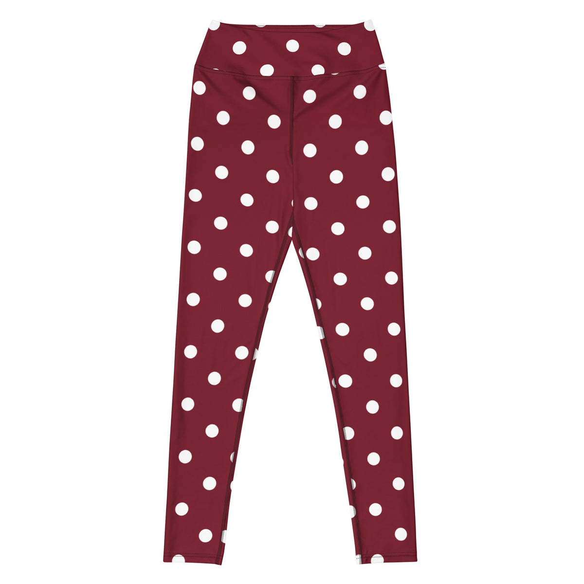 Women's Burgundy Polka Dot Buttery Soft Yoga Leggings - Quick Drying, High Waisted Comfort