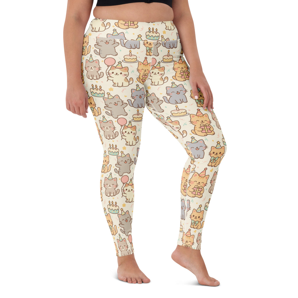 Women's Kitten Birthday Buttery Soft Yoga Leggings - Quick Drying, High Waisted Comfort