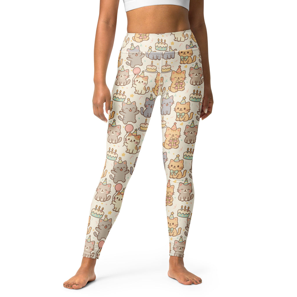 Women's Kitten Birthday Buttery Soft Yoga Leggings - Quick Drying, High Waisted Comfort