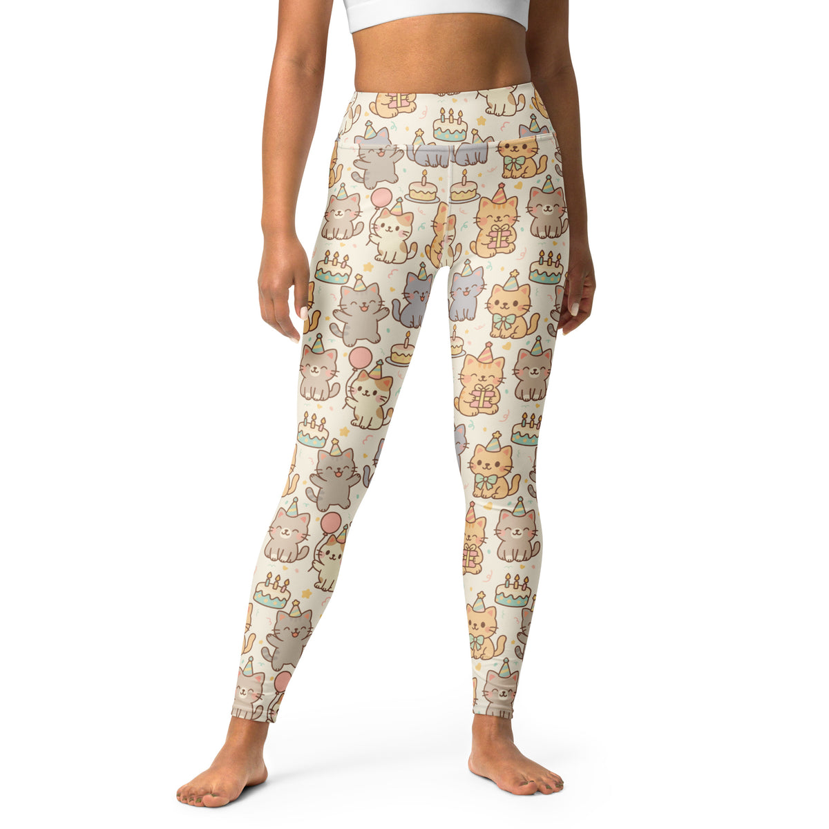Women's Kitten Birthday Buttery Soft Yoga Leggings - Quick Drying, High Waisted Comfort