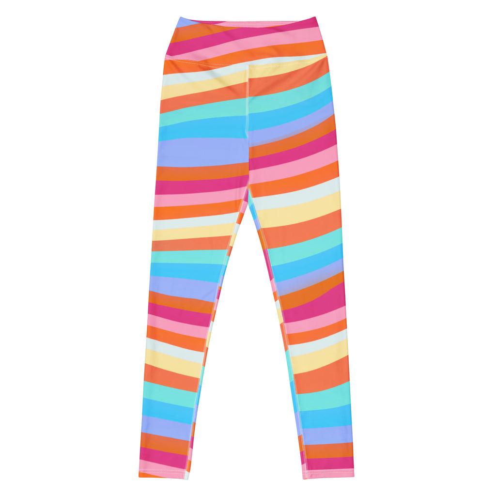 Women's Sand Rainbow Stripe Buttery Soft Yoga Leggings - Quick Drying, High Waisted Comfort