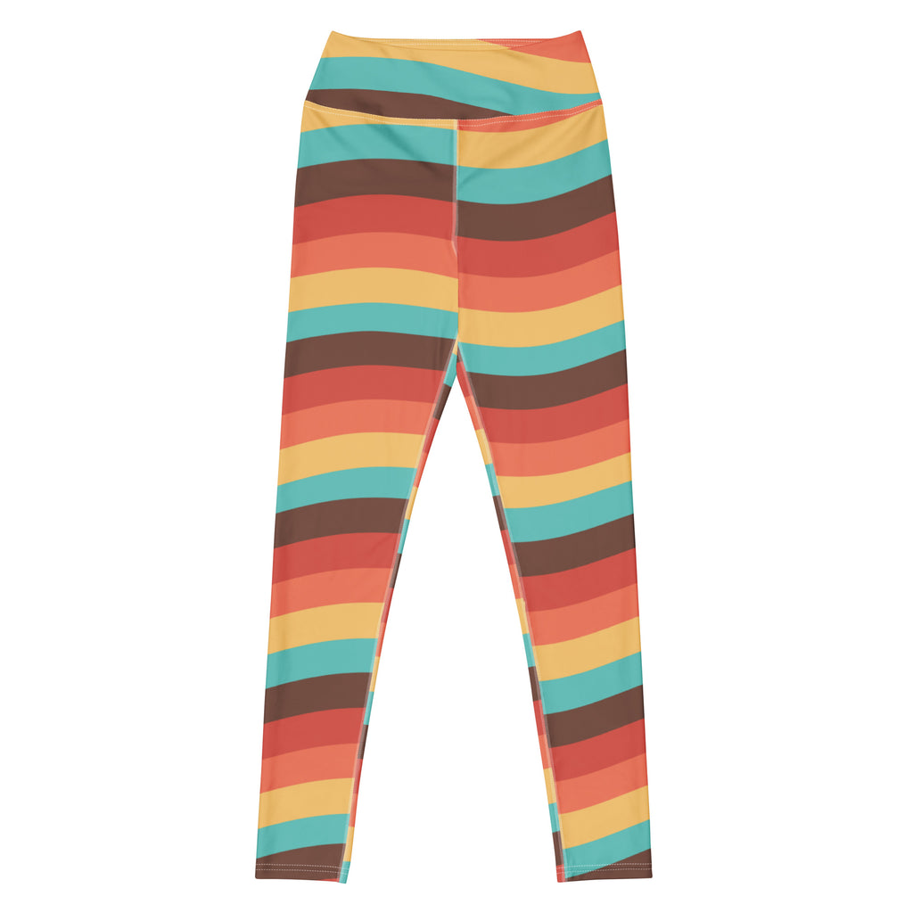 Women's Retro Rainbow Stripe Buttery Soft Yoga Leggings - Quick Drying, High Waisted Comfort