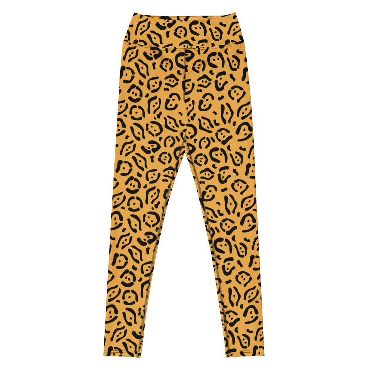 Women's Gold Leopard Print Buttery Soft Yoga Leggings - Quick Drying, High Waisted Comfort