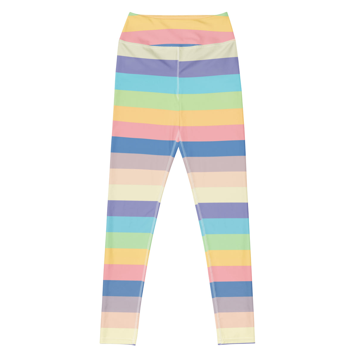 Women's Pastel Light Rainbow Striped Buttery Soft Yoga Leggings - Quick Drying, High Waisted Comfort