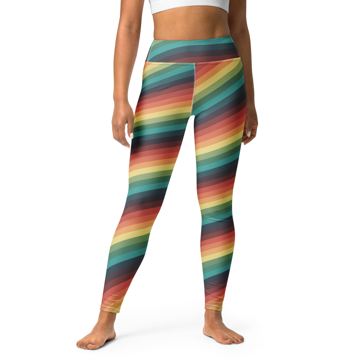 Women's Retro Striped Buttery Soft Yoga Leggings - Quick Drying, High Waisted Comfort