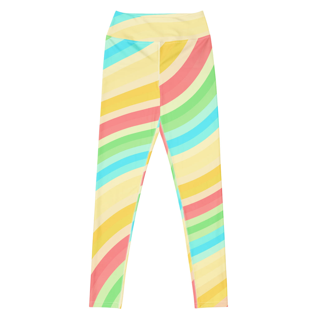 Women's Sand Rainbow Striped Buttery Soft Yoga Leggings - Quick Drying, High Waisted Comfort