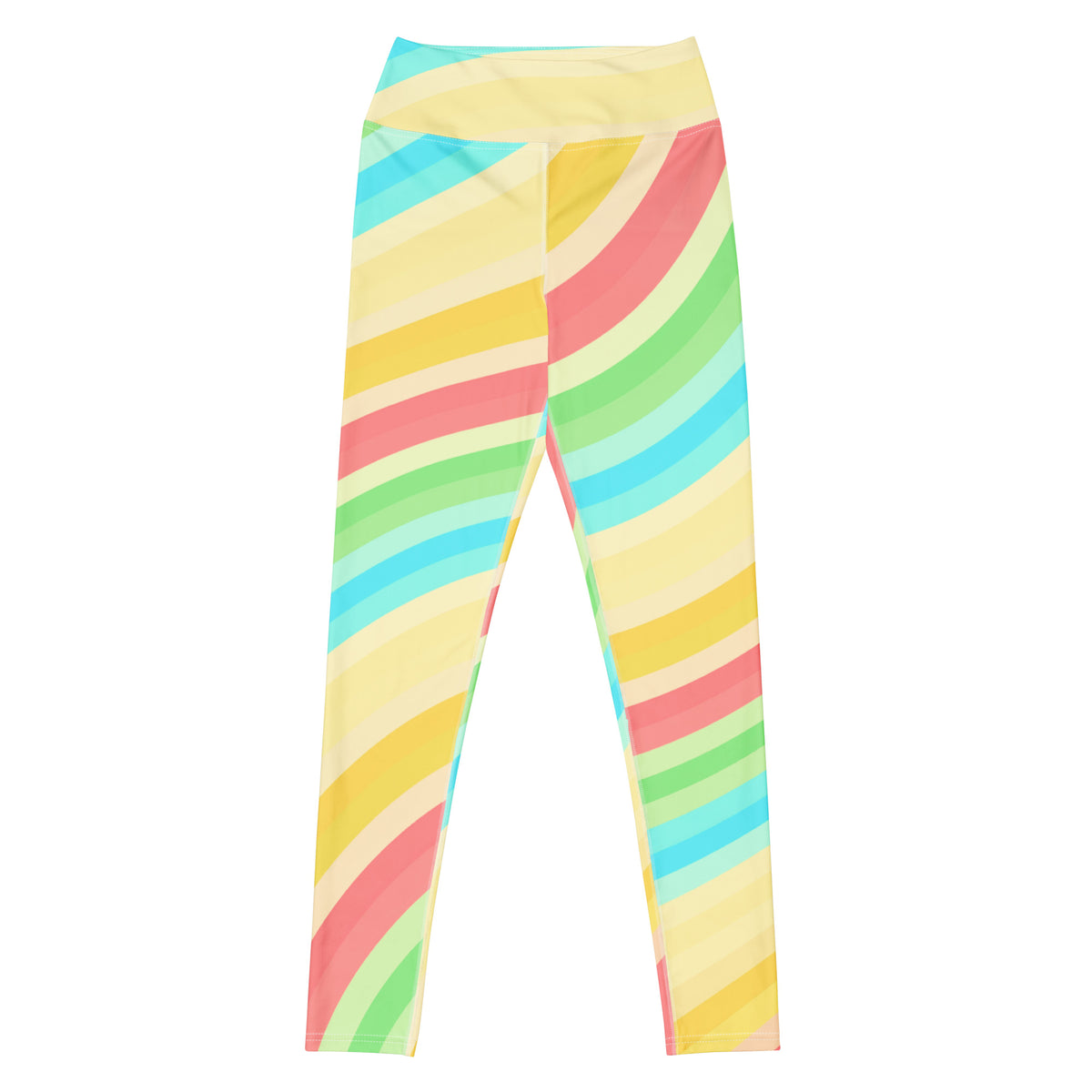 Women's Sand Rainbow Striped Buttery Soft Yoga Leggings - Quick Drying, High Waisted Comfort