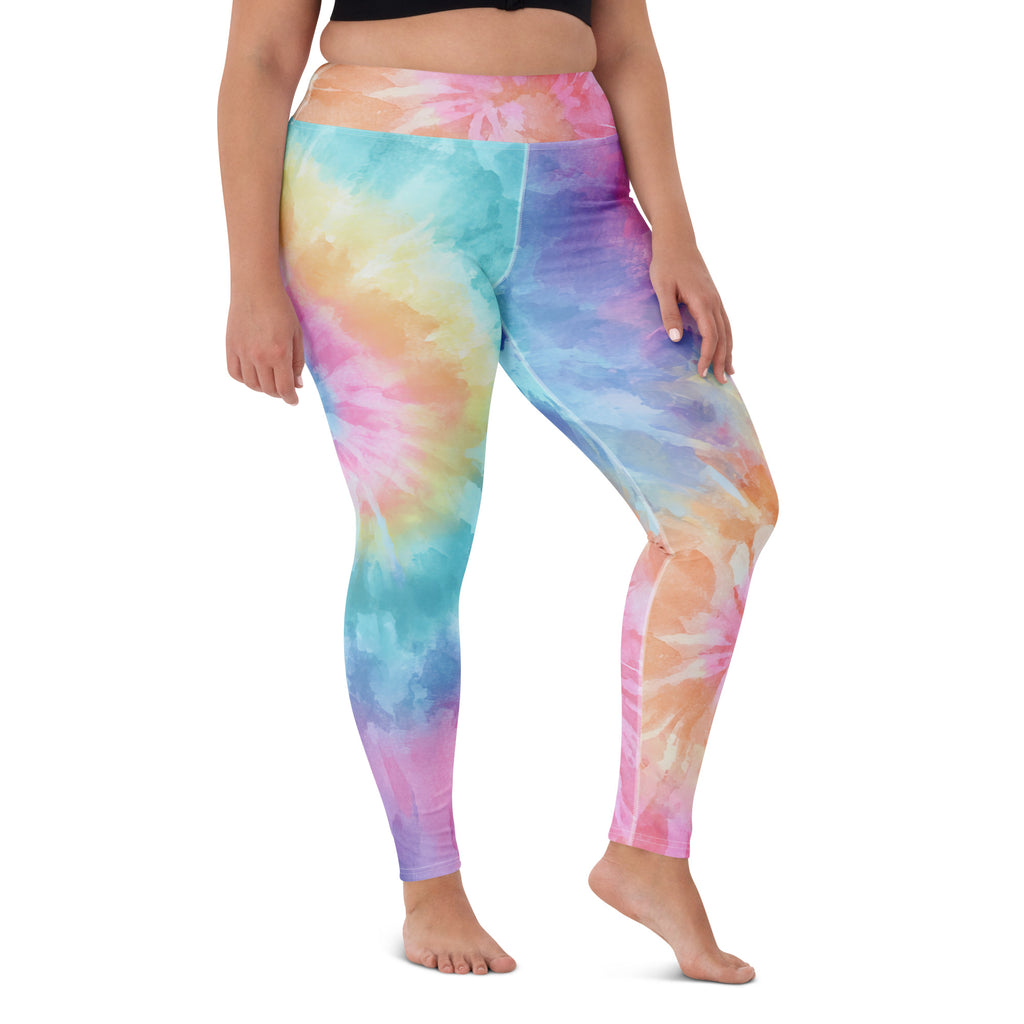 Women's Colorful Pastel Tie Dye Buttery Soft Yoga Leggings - Quick Drying, High Waisted Comfort