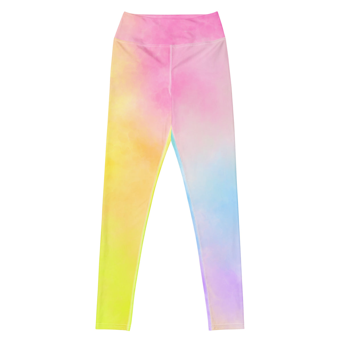 Women's Pastel Rainbow Watercolor Tie Dye Buttery Soft Yoga Leggings - Quick Drying, High Waisted Comfort