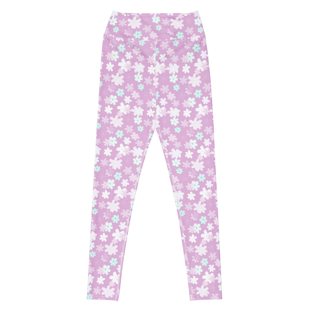 Women's Lavender Floral Buttery Soft Yoga Leggings - Quick Drying, High Waisted Comfort