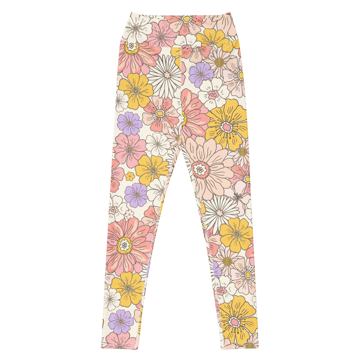 Women's Retro Floral Buttery Soft Yoga Leggings - Quick Drying, High Waisted Comfort