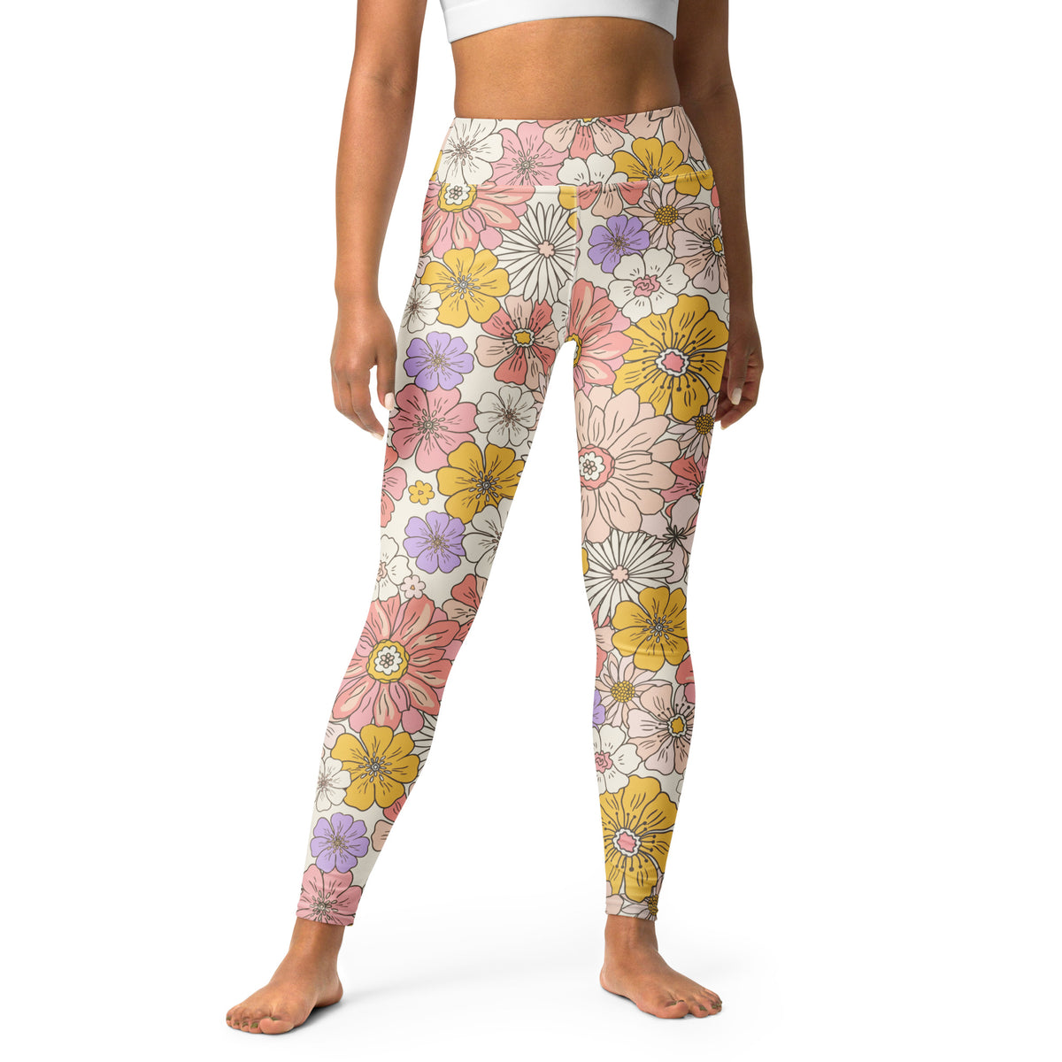 Women's Retro Floral Buttery Soft Yoga Leggings - Quick Drying, High Waisted Comfort