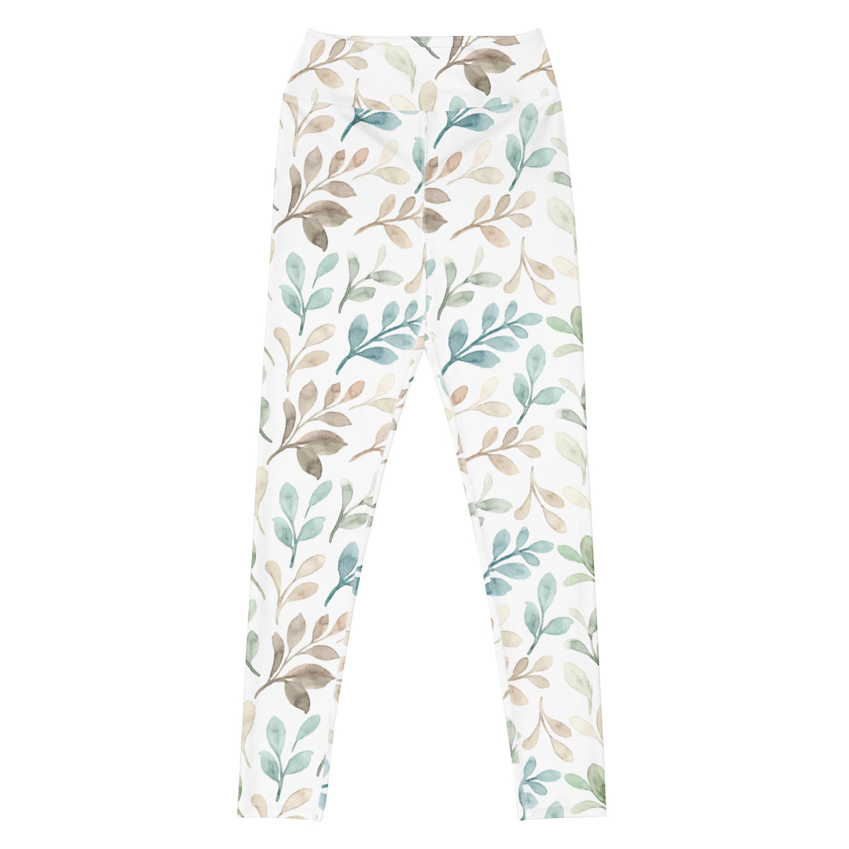 Women's Watercolor Leaf Buttery Soft Yoga Leggings - Quick Drying, High Waisted Comfort