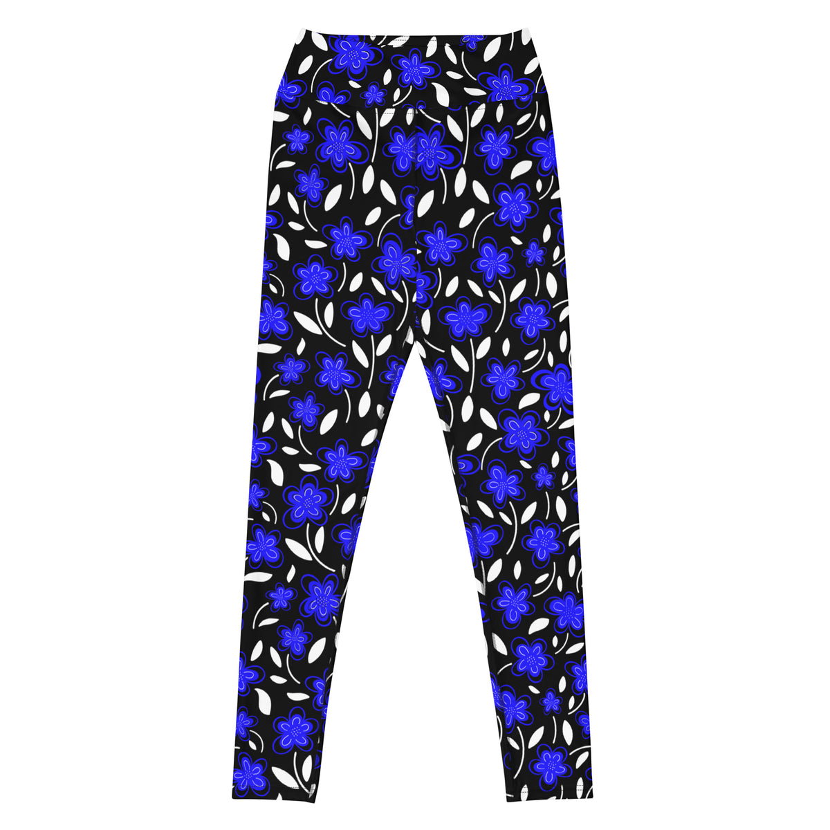 Women's Vibrant Blue Floral Buttery Soft Yoga Leggings - Quick Drying, High Waisted Comfort