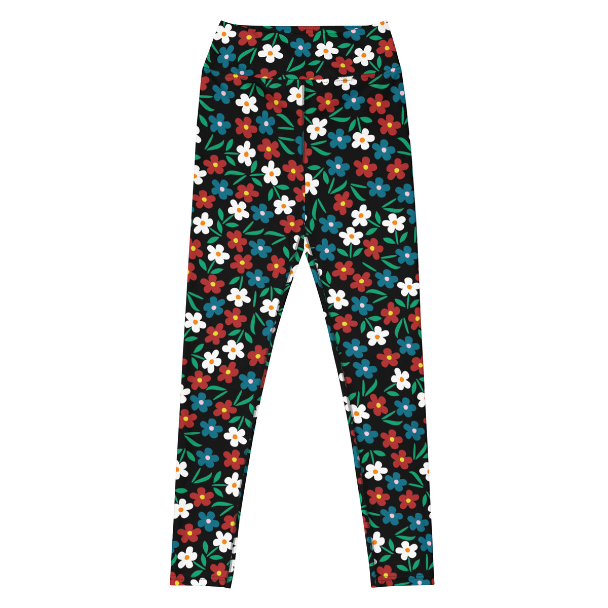 Women's Black Floral Buttery Soft Yoga Leggings - Quick Drying, High Waisted Comfort