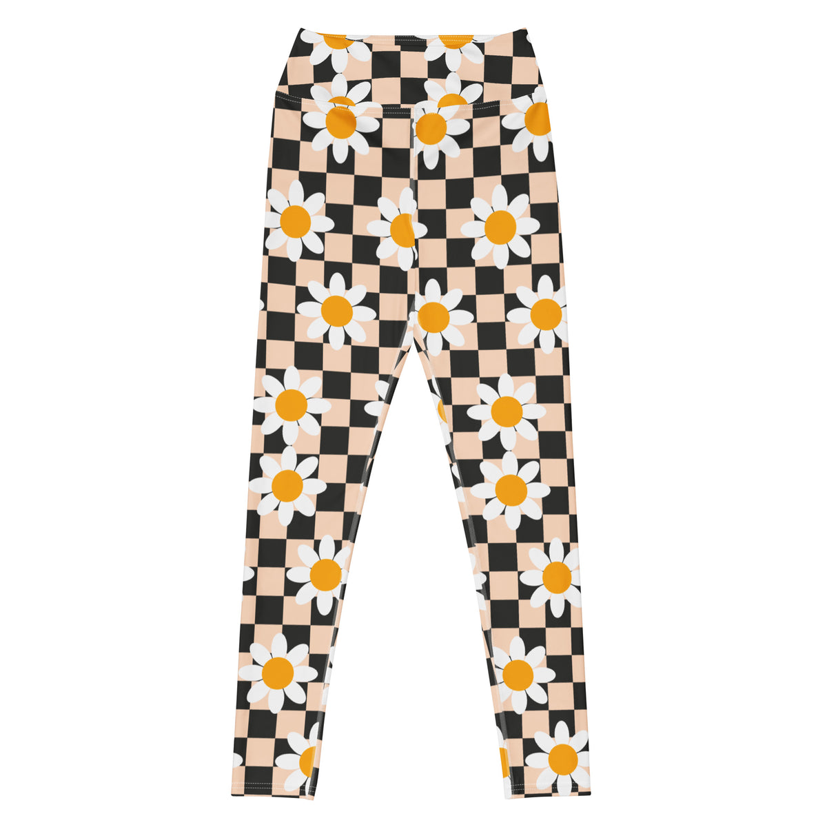 Women's Daisy Checkered Buttery Soft Yoga Leggings - Quick Drying, High Waisted Comfort
